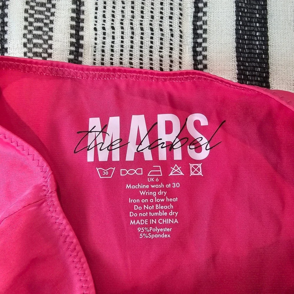 Mars The Label 2pc‎ Hot Pink Mini Skirt Ruched & Drawstring Tie panties